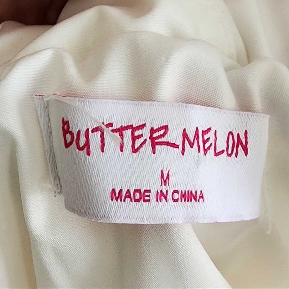 Buttermelon Babydoll Chic Peplum White Sleeveless Blouse Size Medium - Picture 8 of 8